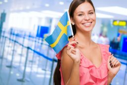 Swedish Woman Holding Swedish Flag